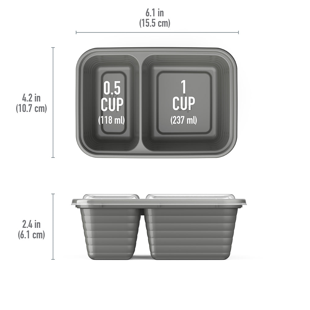 Bentgo® Prep 2-Compartment Snack Containers (20-Piece) - Pewter | Product Dimensions