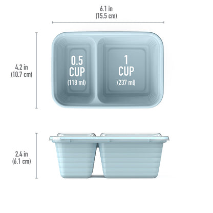 Bentgo® Prep 2-Compartment Snack Containers (20-Piece) - Sky | Product Dimensions